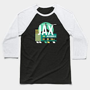 Jacksonville (JAX) Airport // Retro Sunset Baggage Tag Baseball T-Shirt